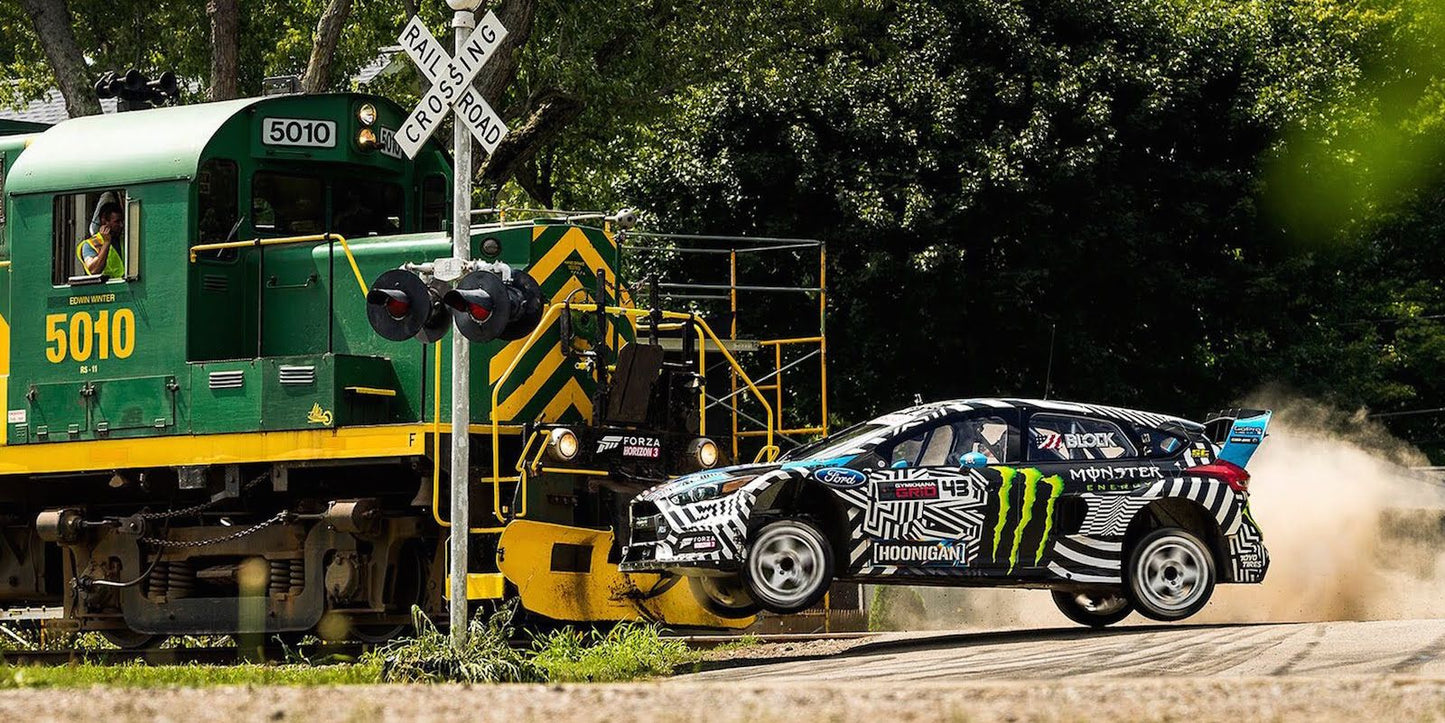 Ken Block Racing a Train Gymkhana 9