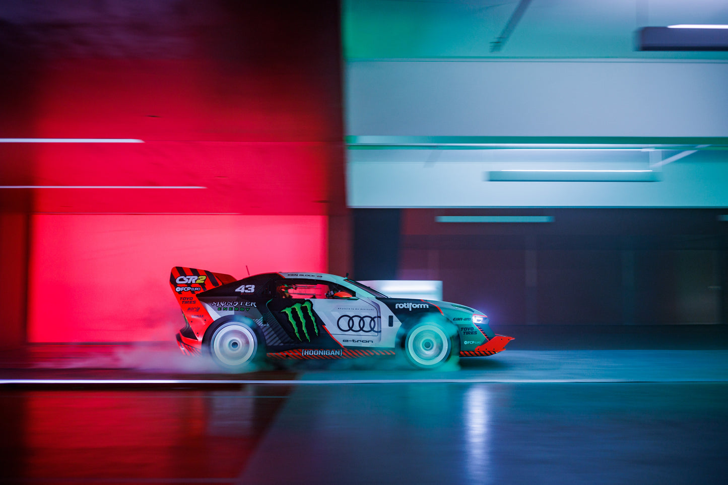 Ken Block launching during the filming of Electrikhana in the Audi S1 Hoonitron  (24x36)